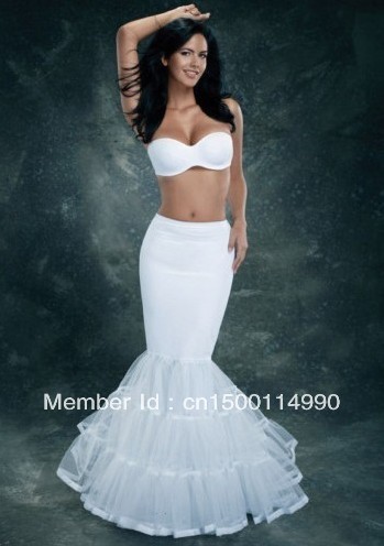 Three-tier Mermaid tulle Wedding Bridal  crinoline Skirt Petticoat To match your dress Sz: S-M-XL-XXL-XXXL  SMTMJ-9