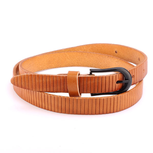 Tieclasps thin all-match belt female leather first layer of cowhide strap female cummerbund female