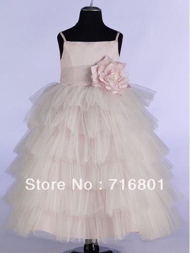 Tiered Spaghetti Straps Tulle Pretty Flower Girl Dresses ONID9669S