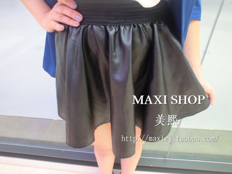 Tkstyle universal stereo leather high waist short skirt leather skirt deesse