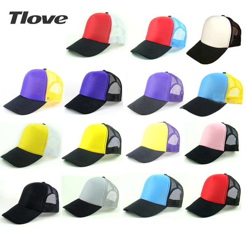 Tlove colorful mesh cap black hat brim truck cap truck cap customize min 100 pcs