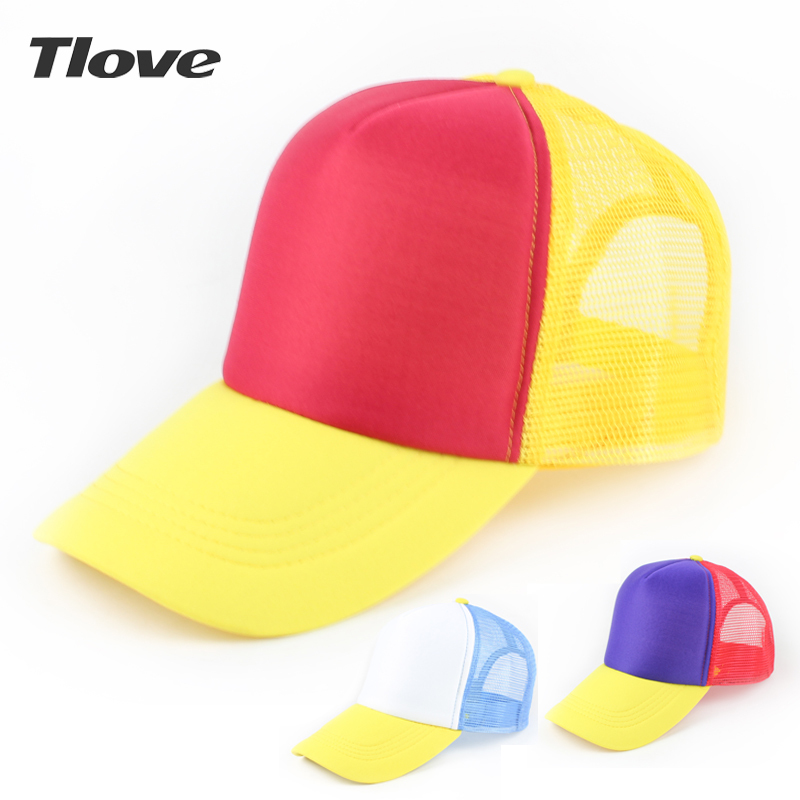 Tlove colorful mesh cap yellow hat brim truck cap truck cap advertising cap hat