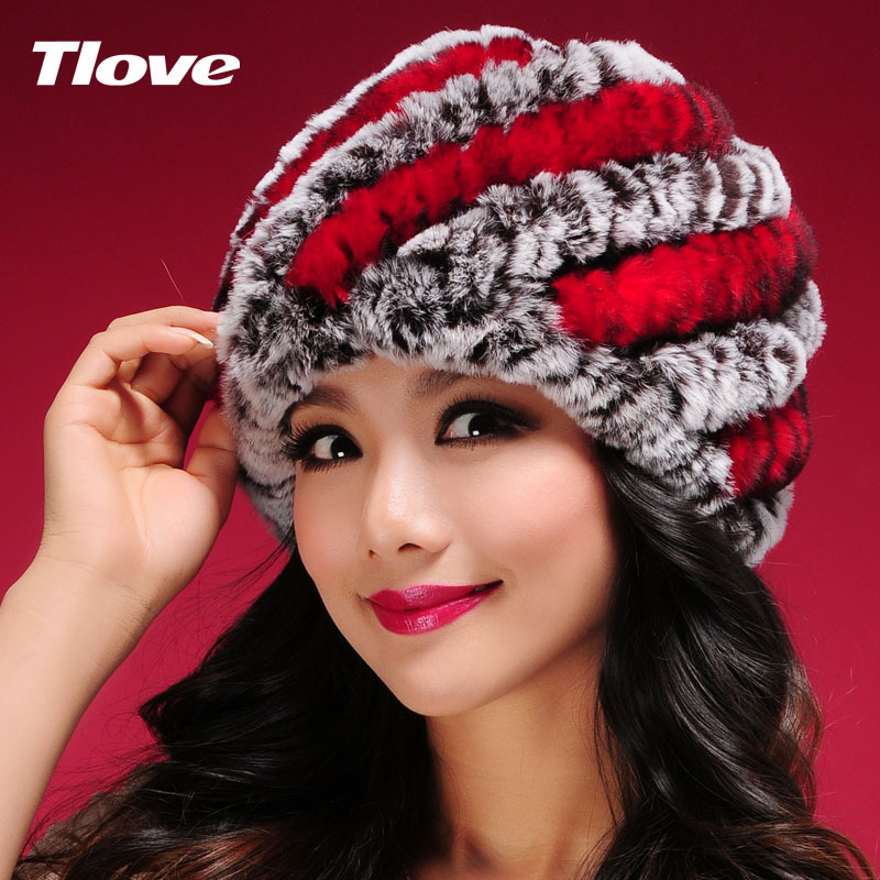 Tlove rex rabbit hair fur hat winter cap women's rex rabbit hair fur thermal female