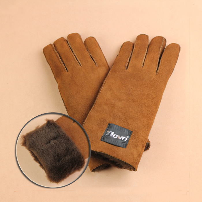 Tlove sheepskin women's genuine leather gloves women's thickening gloves winter thermal fur one piece