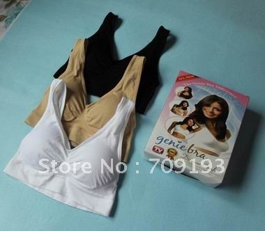 To AU/NZ etc 30pcs/lot (3pcs/box) Free shipping Genie bra with removal pads in colorbox high quality Sports Bra