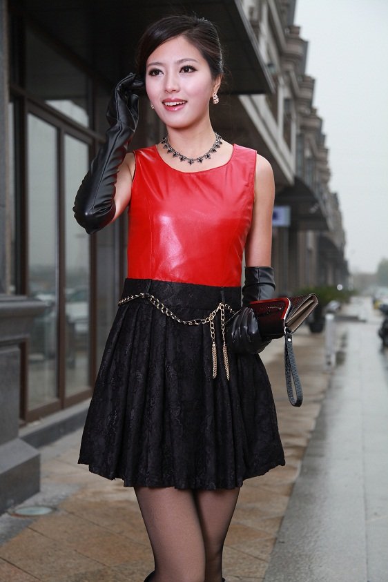 To Ya foreign trade Haining 2012 women's sheepskin England in the long new high-grade leather dress leather leather skirt