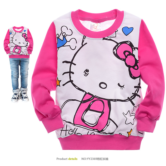 Toddler Girls Cute Hello Kitty Hoodie Hoody /Kids Terry Jacket, 6 pcs/lot(2~7 years) Children Clothing Kids wear Free shipping
