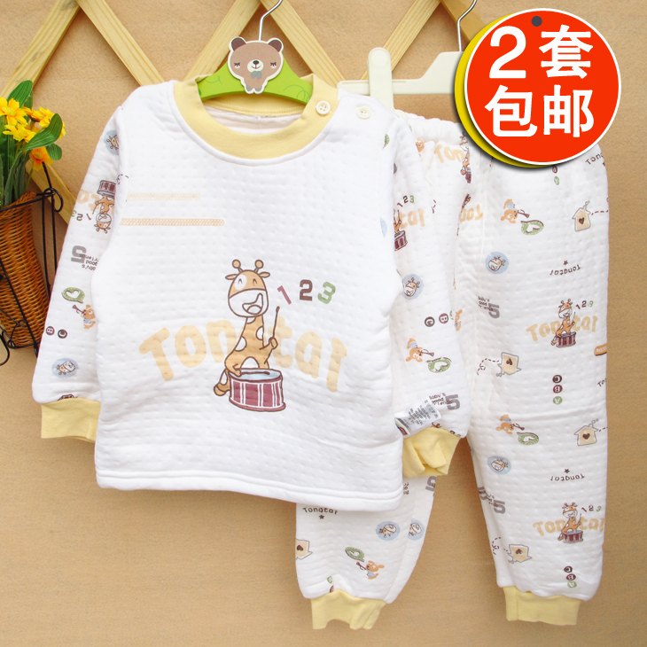 TONGTAI baby thermal underwear set baby autumn thickening bamboo fibre baby long johns newborn underwear 100% cotton