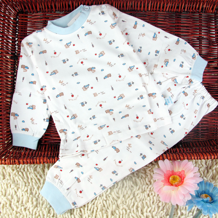 TONGTAI baby underwear set 100% cotton spring and autumn baby underwear 100% cotton print long johns o-neck belt buckle a20