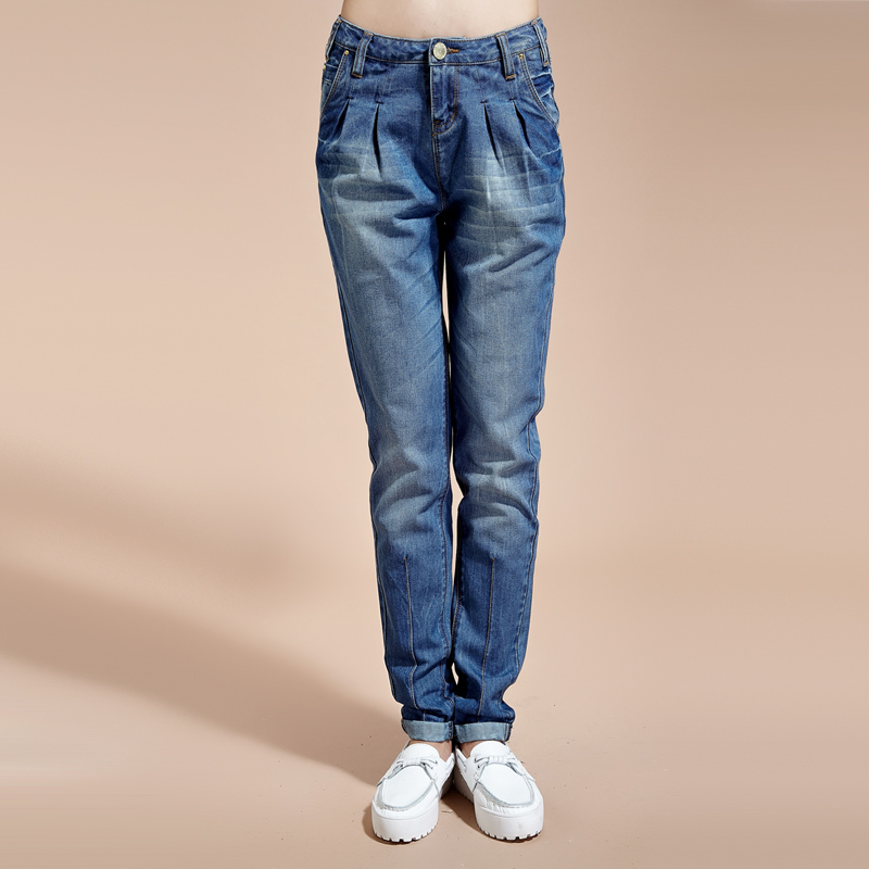 TONLION spring new arrival women's light color harem pants mid waist jeans female