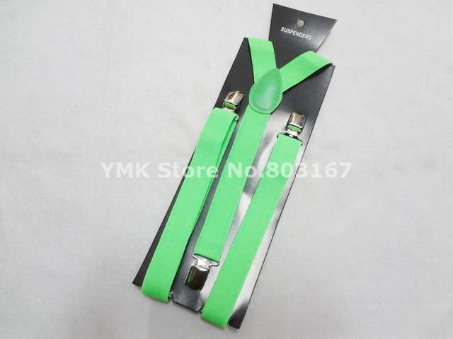 Top Fashion 2.5CM Bright Green Lady Suspender,3 Silver Clips Y-back Pants Braces Adjustable Buckles,10PCS/LOT Free Shipping