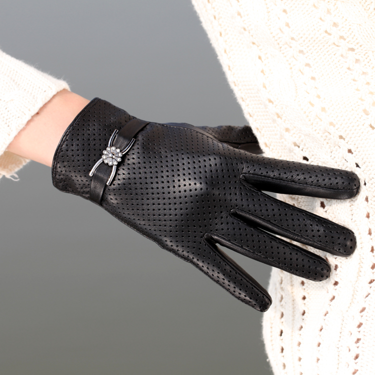Top fashion sheepskin women's thermal type genuine leather gloves l093nn