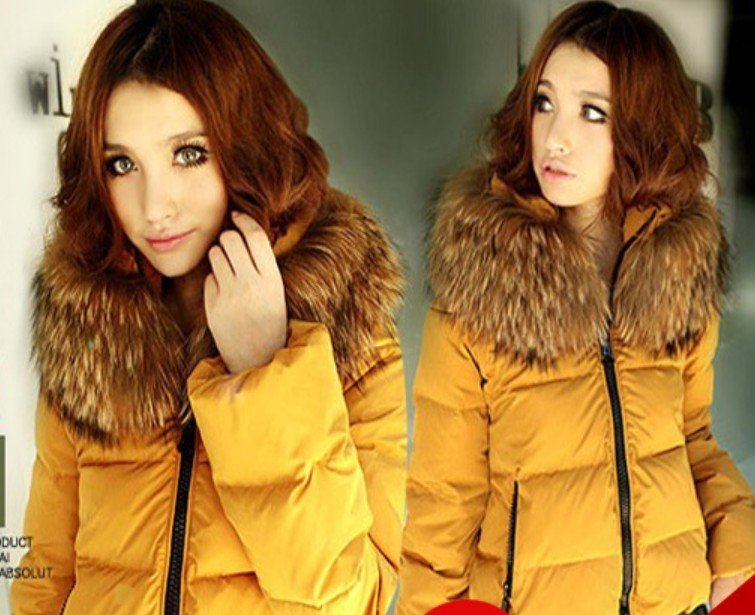 Top fashion white down short jacket with fox big fur collar ,Original brand solid winter jacket