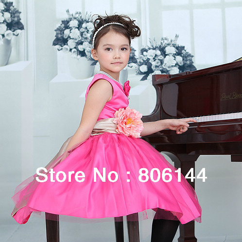 Top Grade Kids Luxury Sleeveless Flower Girl Formal Dress Children Party/Pageant/Costume Princess Dress, 2 Colors, JF011