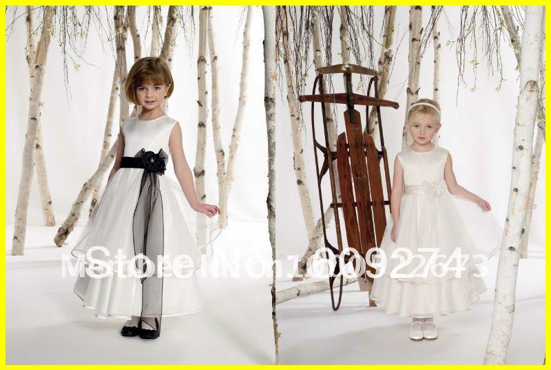 Top Quality 2012 Hot Off The Shoulder Organza Flower White A line Princess Flower Girl Gowns Kid's Dresses