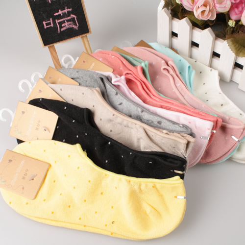 top quality free shipping new 2013 fashion 100% cotton  summer dot sock slippers  candy