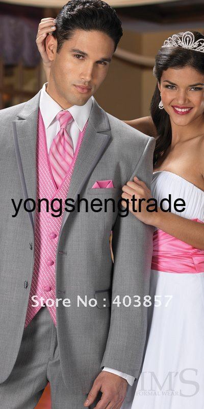 Top quality New Groom Tuxedos/Wedding Men's Suit Bridegroom Suits (Jacket+Pants+Tie) Light Gray 701
