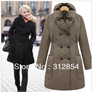 Top quality S M L Women black Gray color winter long coat cheap price free shipping ladies elegance warm snow outerwear overcoat