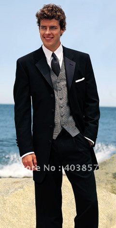 Top Quality Wedding Suit Classic Wedding Suit Custom Made Wedding Suit Black Suits Free Shipping 293