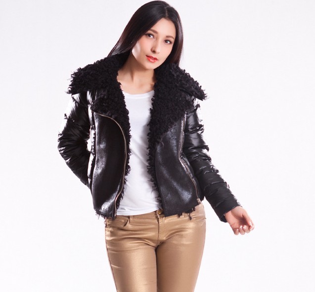 Top Quality Woman winter Motorcycle jacket plus size coat for lady warm lining winter coat 3colors free shipping