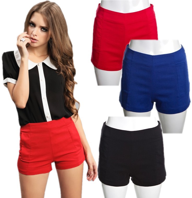 Top Quality Women Fashion Classic High Waisted Slim Fit Stretch Hot Pants Tight Shorts Free Shipping
