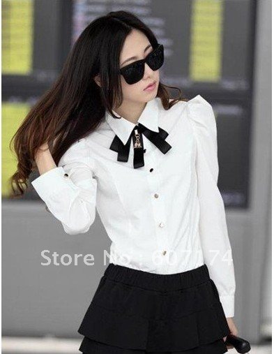 Top sell&High quality Elegant ladies purf sleeve  business shirt,OL shirt,4 colors,Asian:S-L,#0815