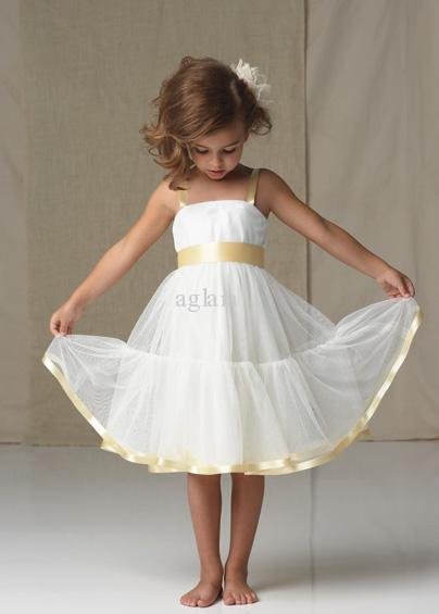 Top Sell New Pretty Kids Flowergirl Dresses Girls Tulle Bridal Wedding Dress F30
