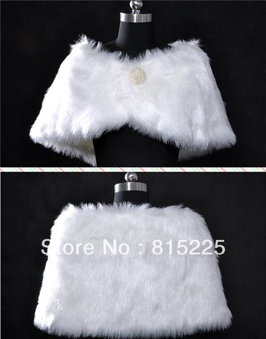 Top Selling New Style Wedding Accessories Jacket Wraps Stole Shawl Winter Jacket  Faux Fur Fabric Beaded Pearl  Low Price New