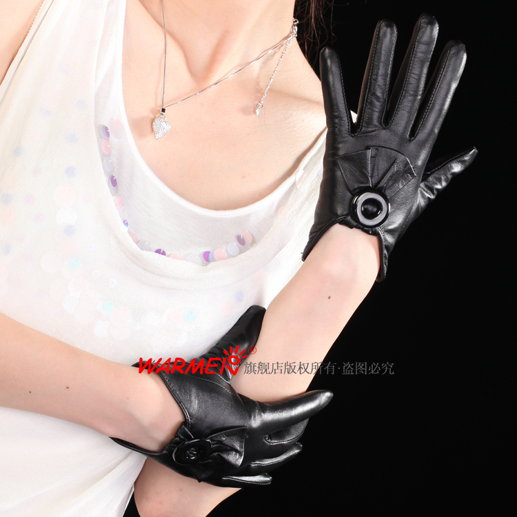Top sheepskin genuine leather female winter gloves l078nq