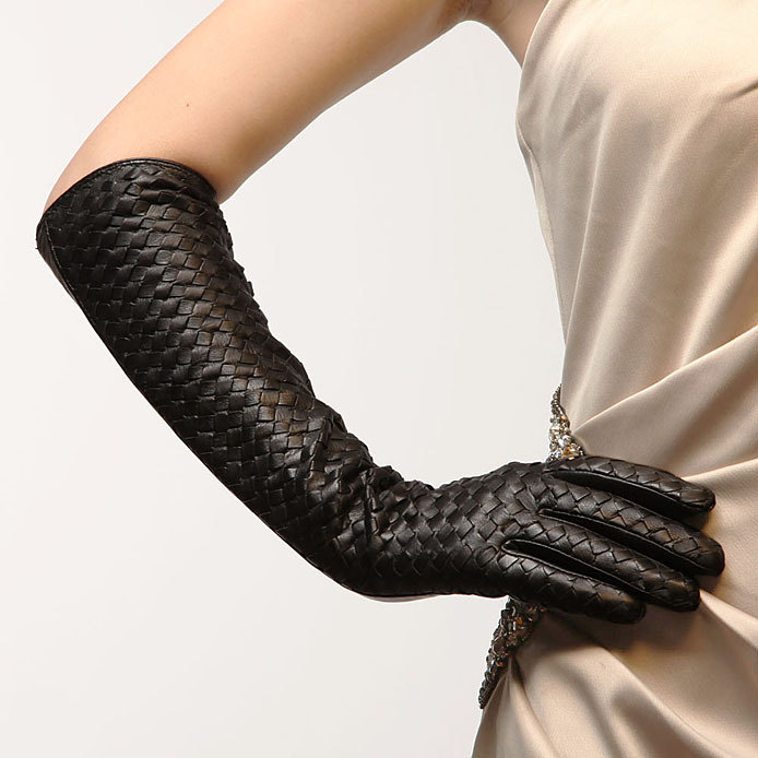 Top sheepskin women's sunscreen long design genuine leather gloves l108nn