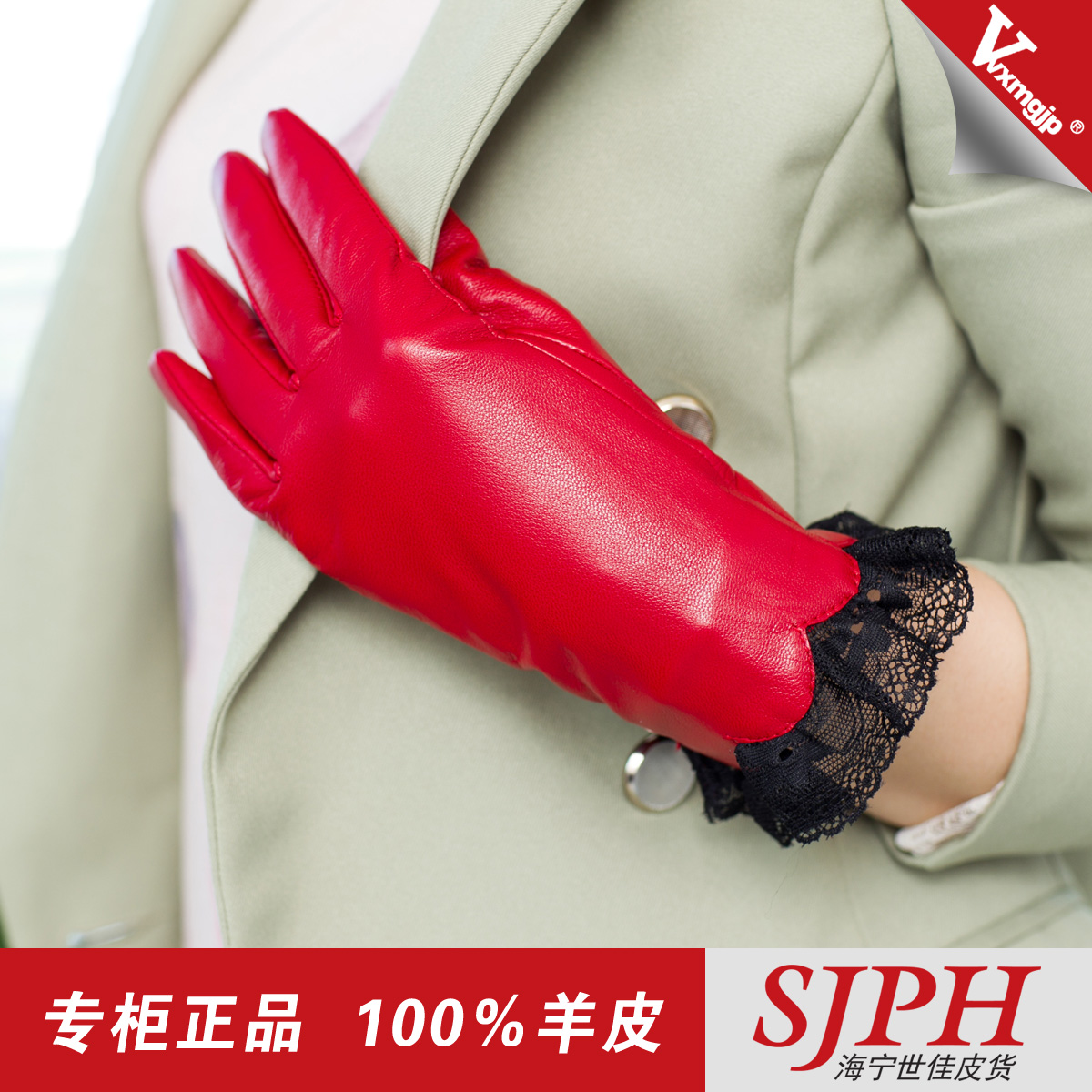 Top suede genuine leather gloves winter thermal women's fashion sheepskin gloves