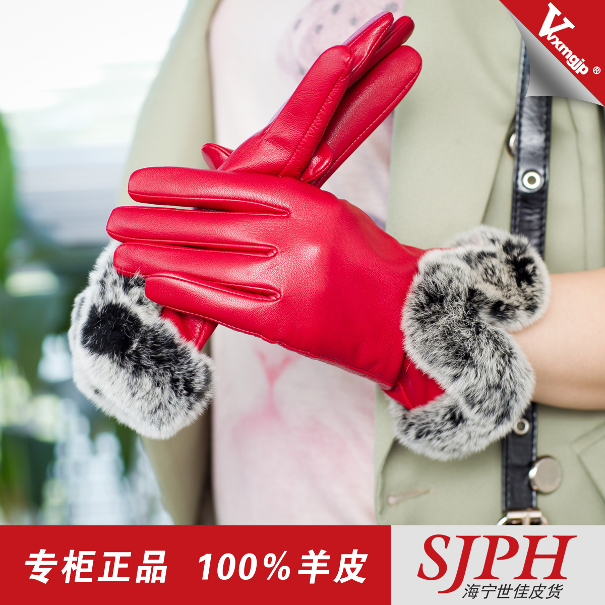 Top suede genuine leather gloves winter thermal women's fashion sheepskin gloves