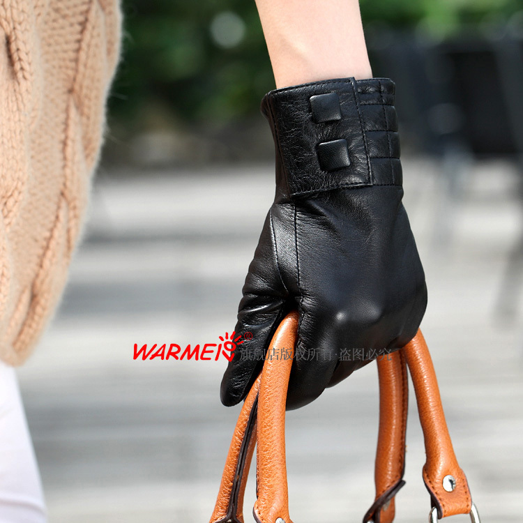 Top suede women's fashion thermal genuine leather gloves l015nc