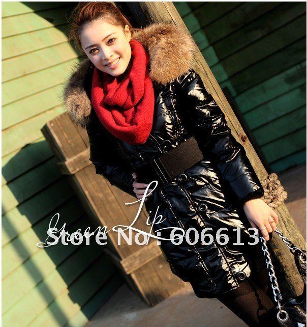 Top Top Qualty!Celebrity Style~ Fashion Lady's Big Raccoon Collar Down Jackets Winter warm Parka Wear Overwear Free Shipping