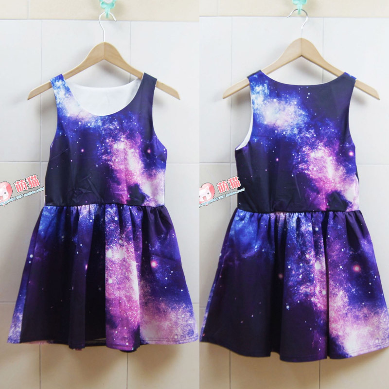 Tops Woman Clothes Cosmic Black Milk Galaxy Skirt Women Space Dress Printed La Print Black Milk Pants Clothing Blouse No sleeves