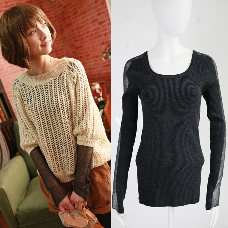 Touch exkark women's o-neck solid color knitted yarn basic shirt d46t0587