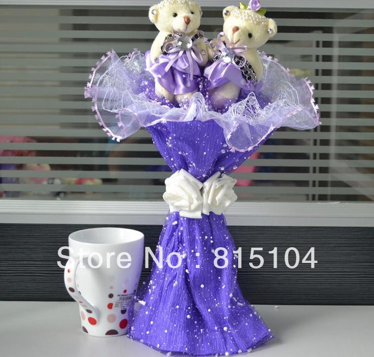 toy bouquet dried flowers Korea's new couple tactic bear cartoon bouquet wedding gift artificial flower Christmas gifts AS21