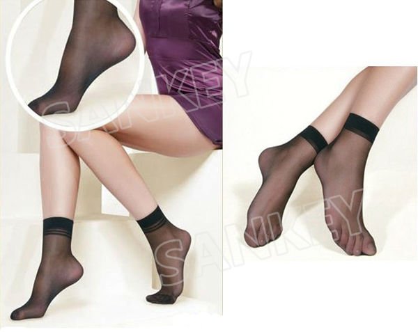 Track Ship+50pairs/lot New 2013 Women Medias Silk Stock Stockings Ankle Sock Socks Soft Black Color