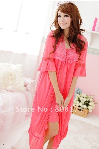 Tracksuit cute sexy anti Ms. silk pajamas nightgown summer ice wire harness Lingerie lace two-piece Free shipping  nightgowns