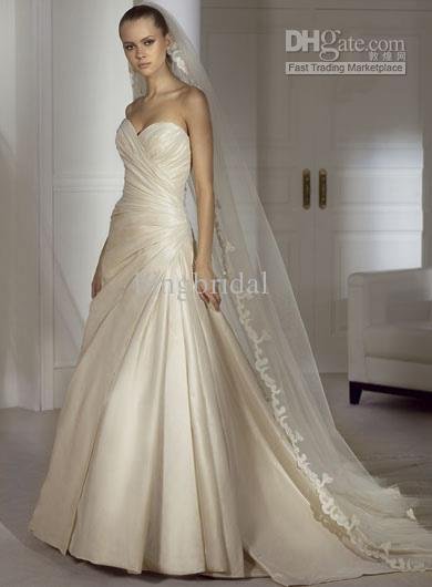 Train Satin wedding dress for brides Custom-made BB213 A-Line/Princess Sweetheart Chapel