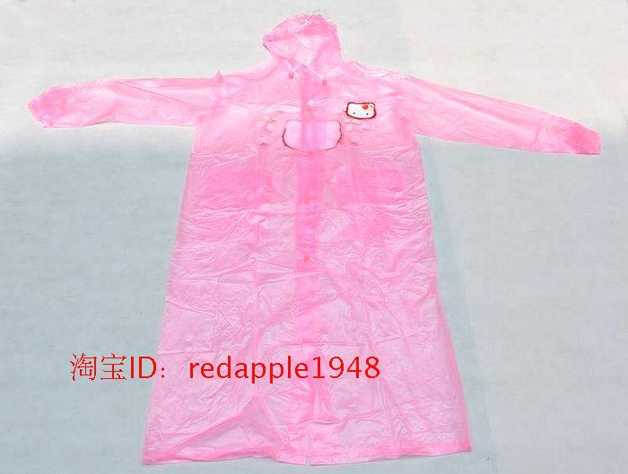 Transparent adult raincoat pvc material cartoon graphic patterns long design pink