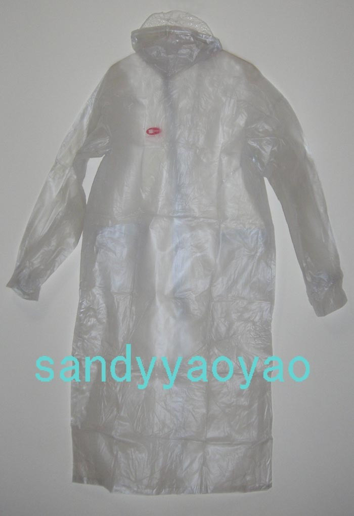 Transparent adult raincoat pvc material white