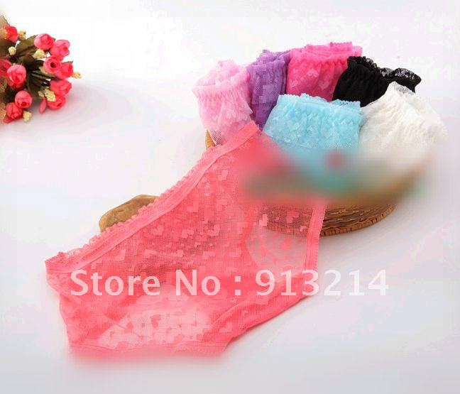 Transparent gauze underwear lace pure color sexy lady small pants free shipping