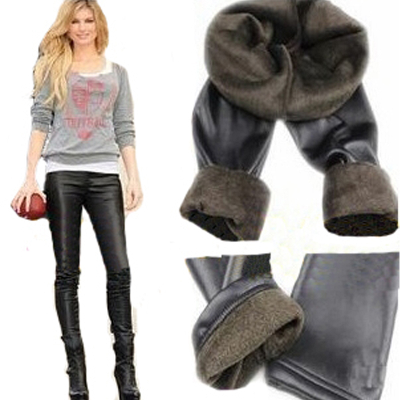 Travel 2012 autumn and winter female beaver velvet double layer thermal faux leather legging pants thickening thermal plus size