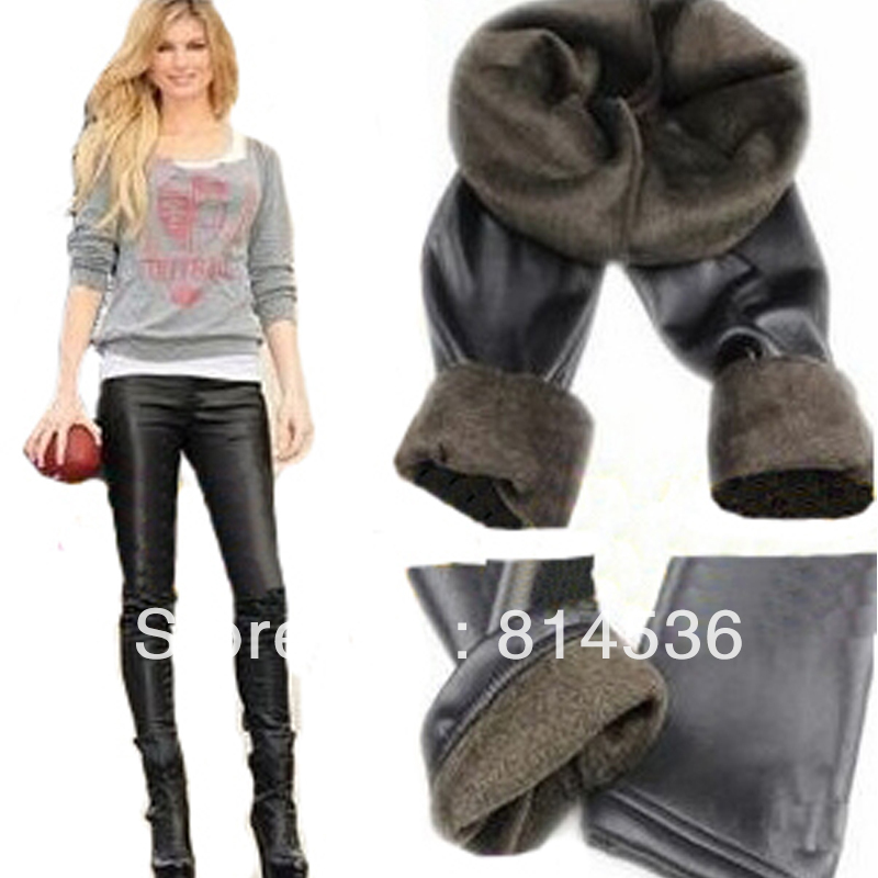 Travel 2012 autumn and winter female beaver velvet double layer thermal faux leather legging pants thickening thermal plus size