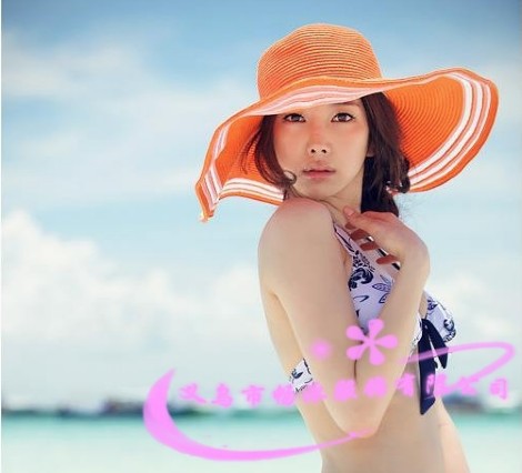 Travel the essential orange mesh side beach hat , too brimmed hat , straw hat, sun hat , foldable