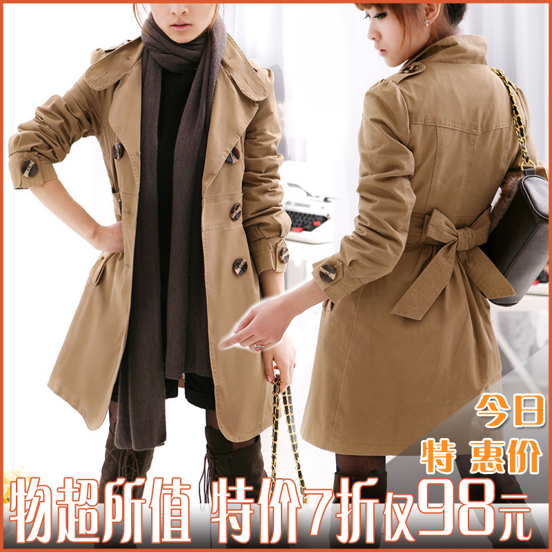 Trench 2012 spring and autumn outerwear women's medium-long trench outerwear 1312