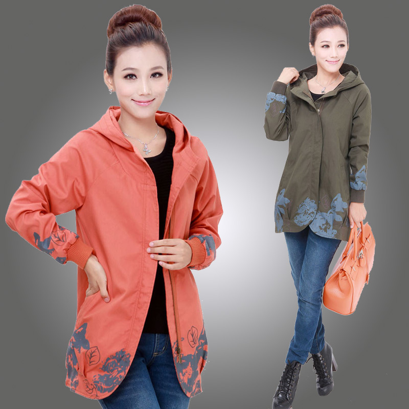 Trench 2013 spring and autumn women's plus size 100% cotton trench female outerwear Free Shipping
