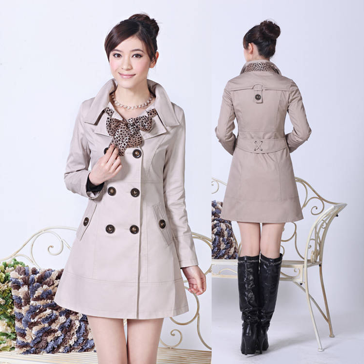 Trench female 2012 women's outerwear autumn and winter double breasted trench medium-long