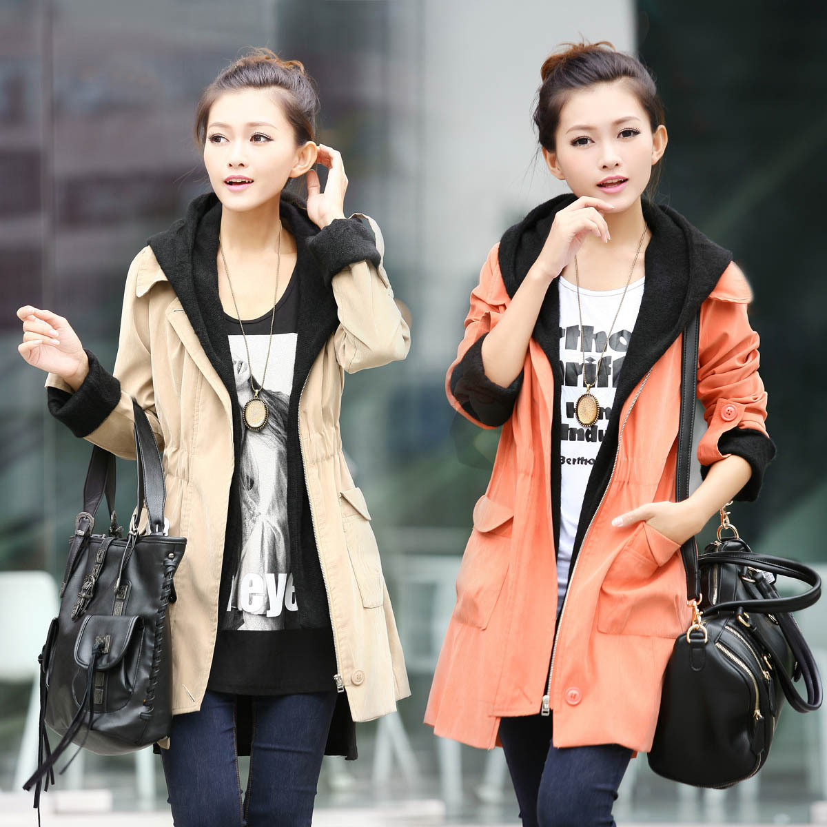 Trench female autumn new arrival female slim medium-long slim waist trench outerwear hat detachable hymd9812